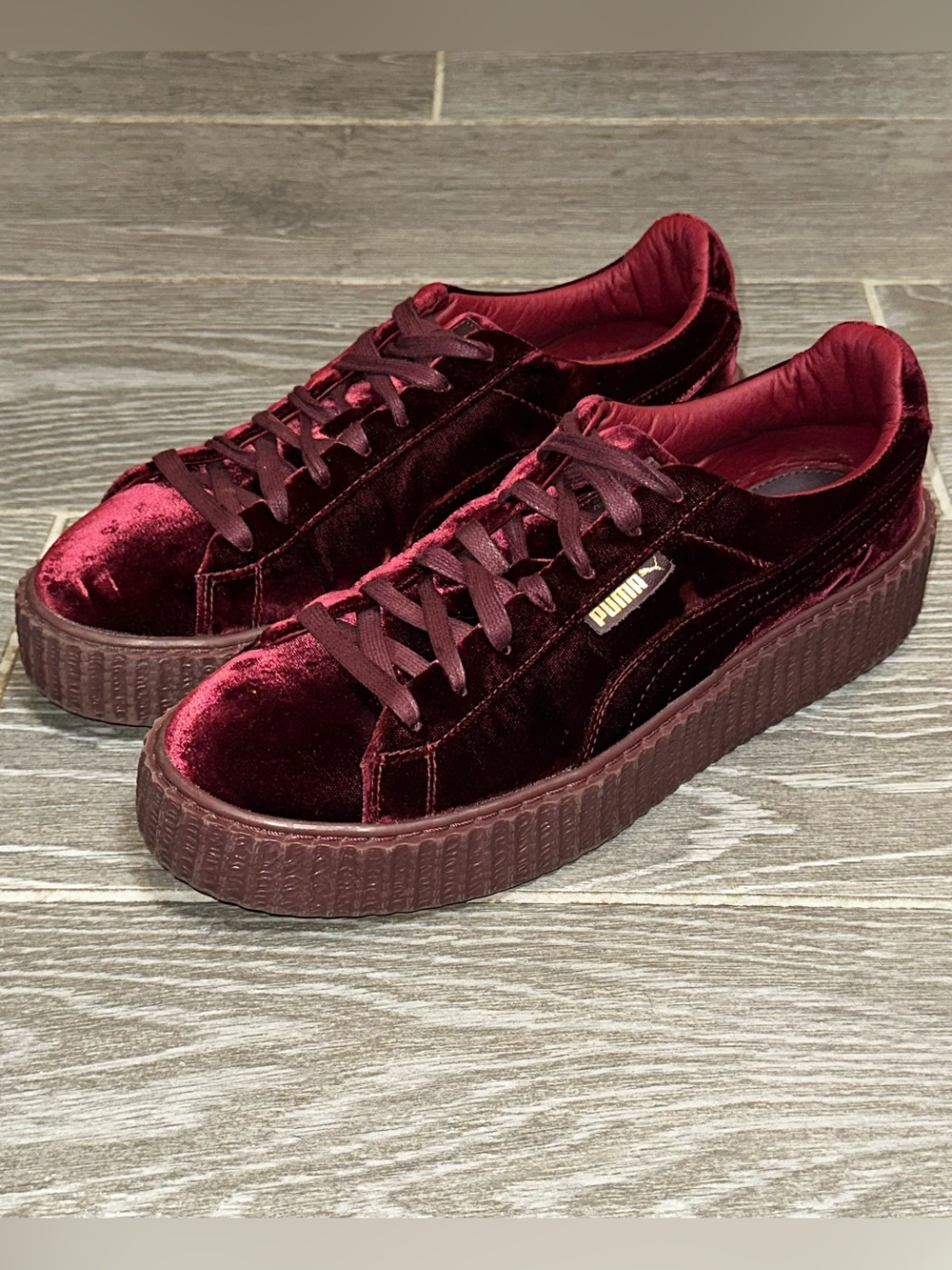 Puma Fenty X Rihanna Creepers Royal Velvet Lace Up Burgundy Women’s 10 Casual